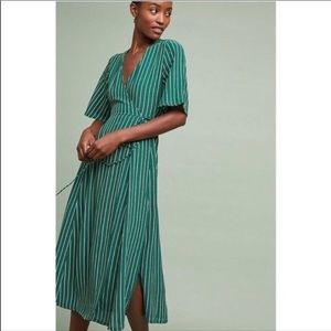 Faithfull the Brand Paseo Rich Green Wrap Dress size 10